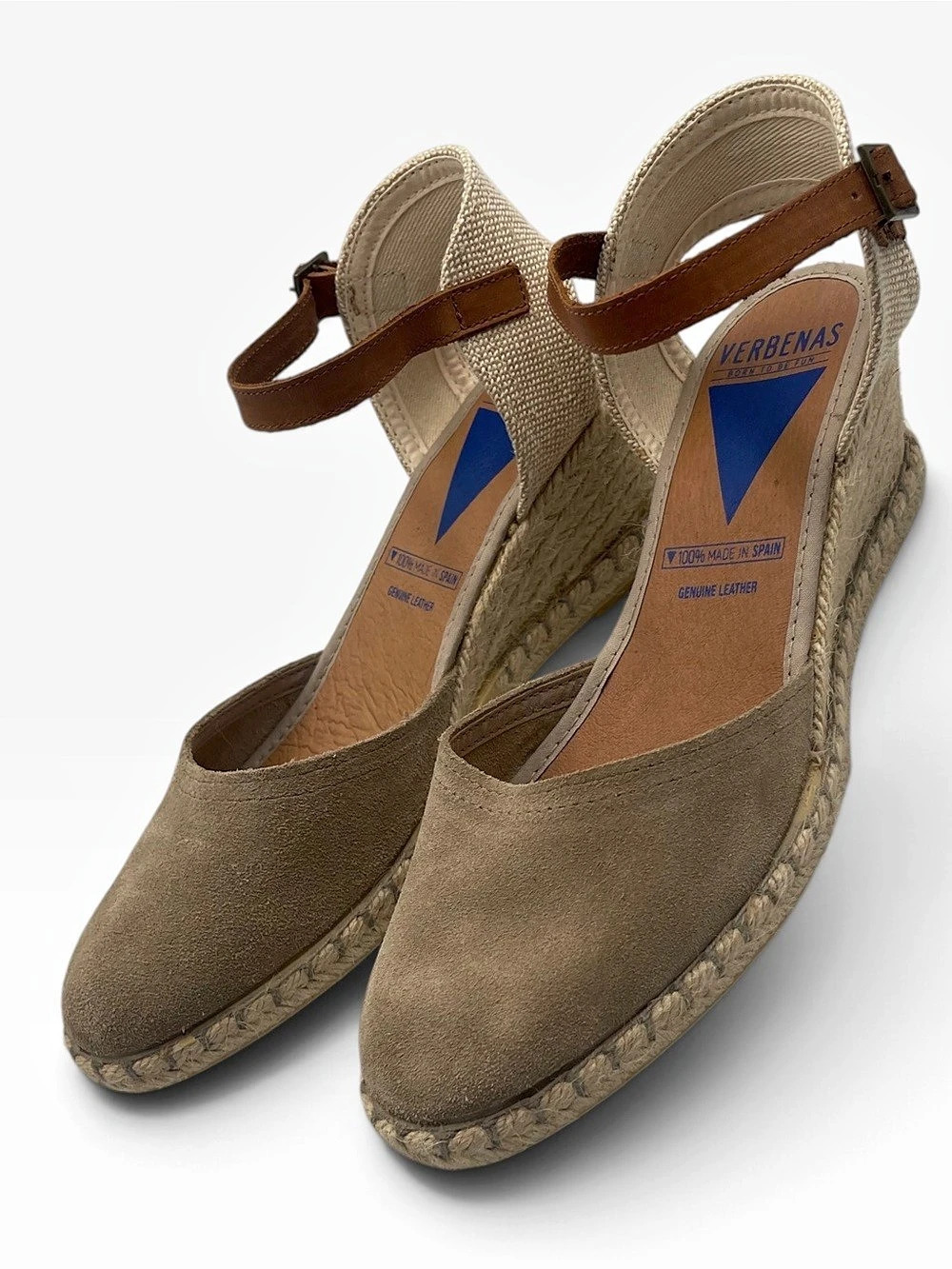 Verbenas Malena Suede Espadrille Wedge Sandals - Made in Spain EU 39 Like New